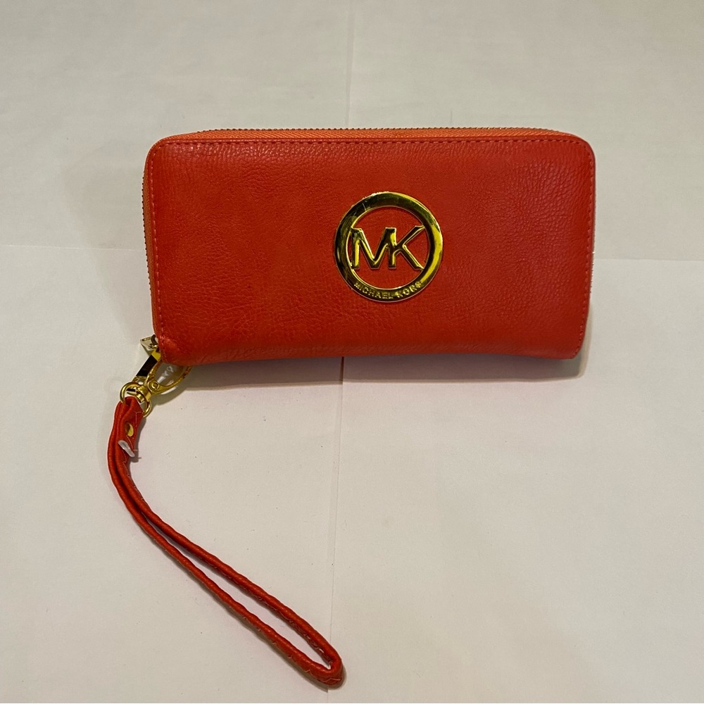 Michael Kors Coral Wristlet with Gold Accents